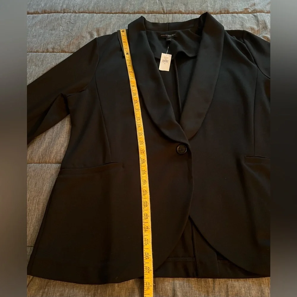 NEW Banana Republic Black Slim Shawl Collar Knit Blazer Sz XL Stretch Workwear - Picture 11 of 13